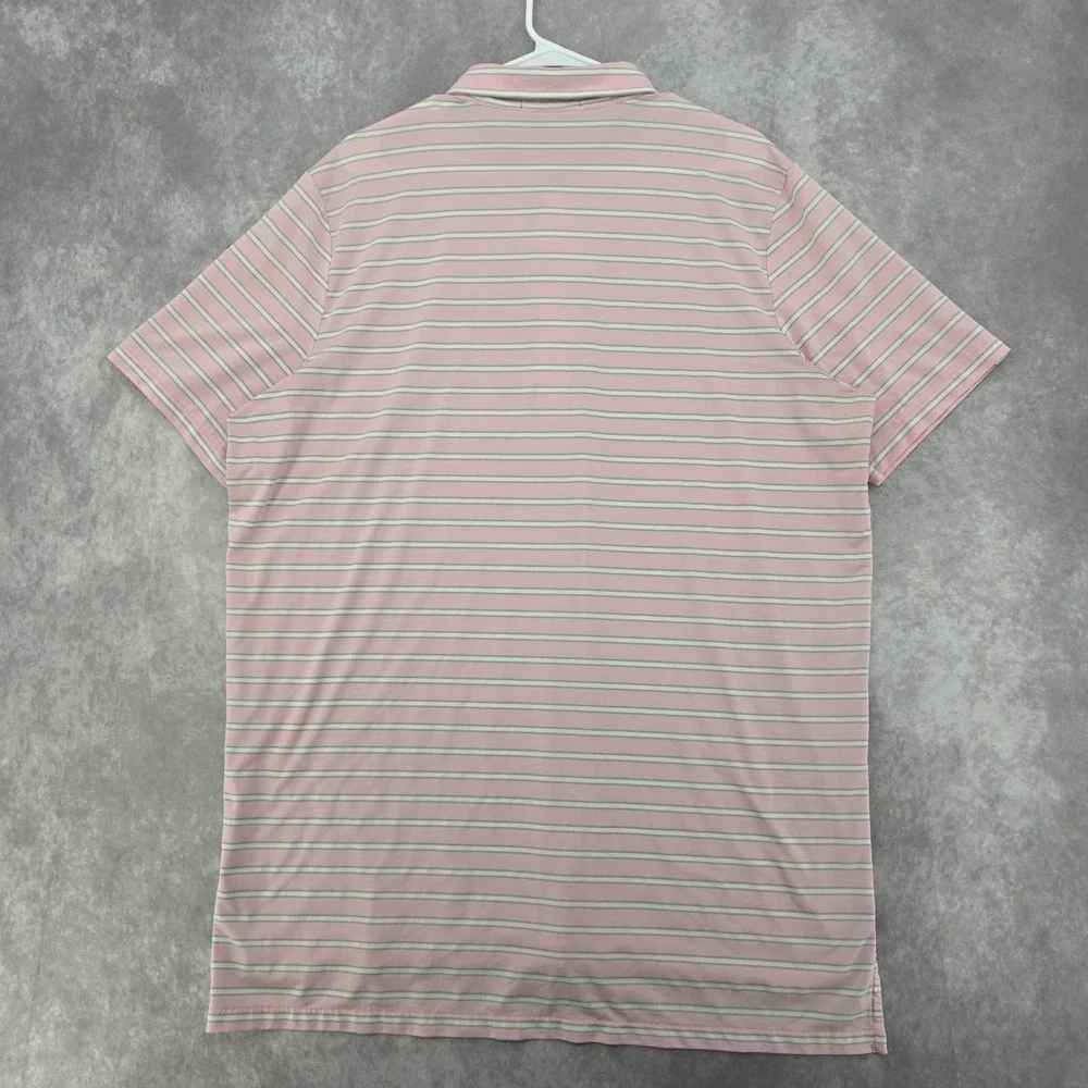 RLX Ralph Lauren Mens XL Golf Polo Shirt Performance Pink Striped Short Sleeve